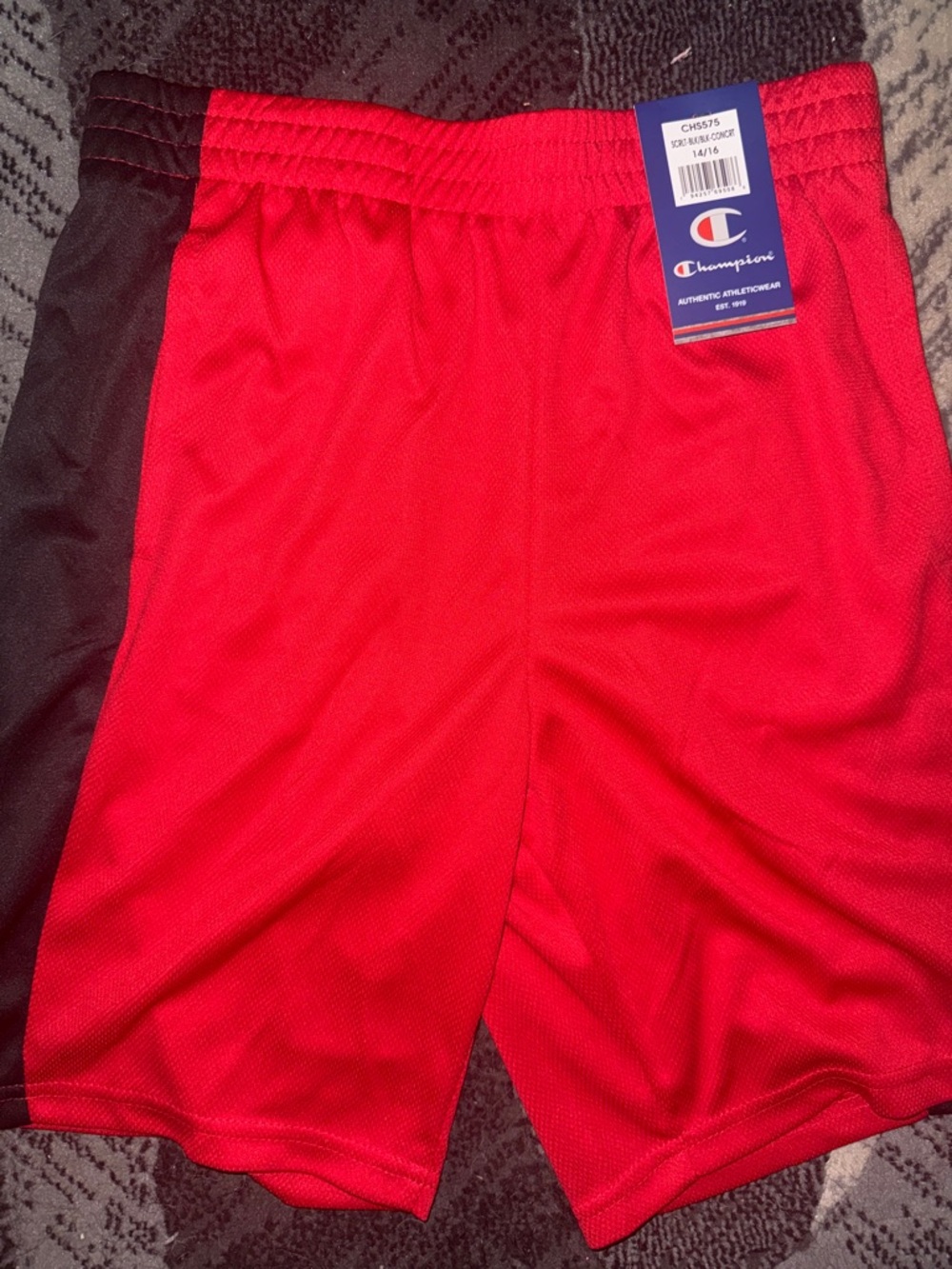 Champion Boys Red Athletic Shorts with Black Panels 14/16 NEW!
